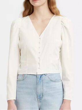 Levi’s Teagan Cotton Mutton Sleeve Blouse